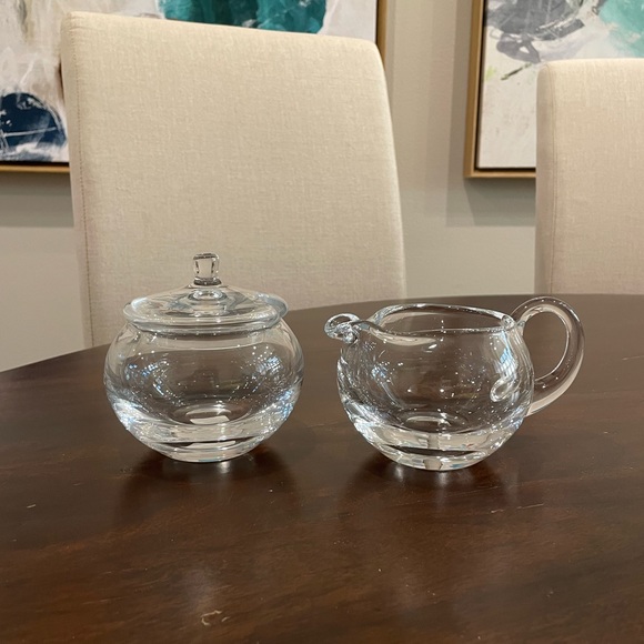 Crate&Barrel Other - Crate & Barrel duet sugar and creamer 3-piece glass set